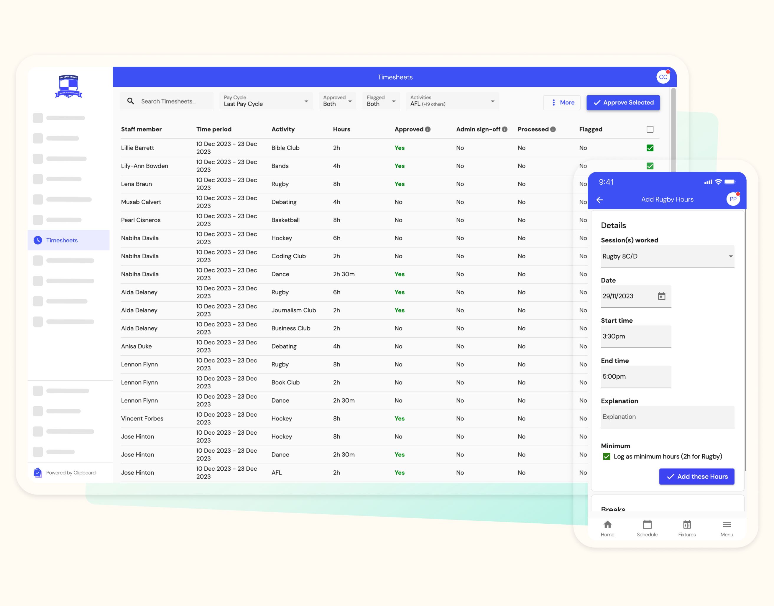 Timesheets Clipboard
